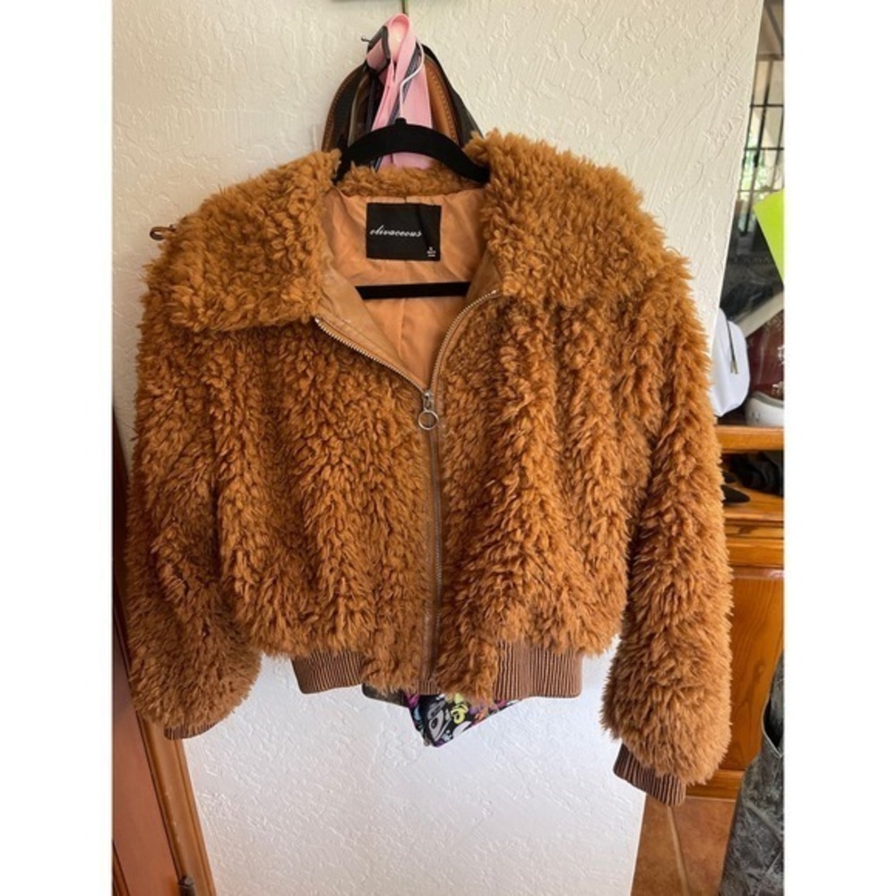 Olivaceous teddy bear bomber jacket medium